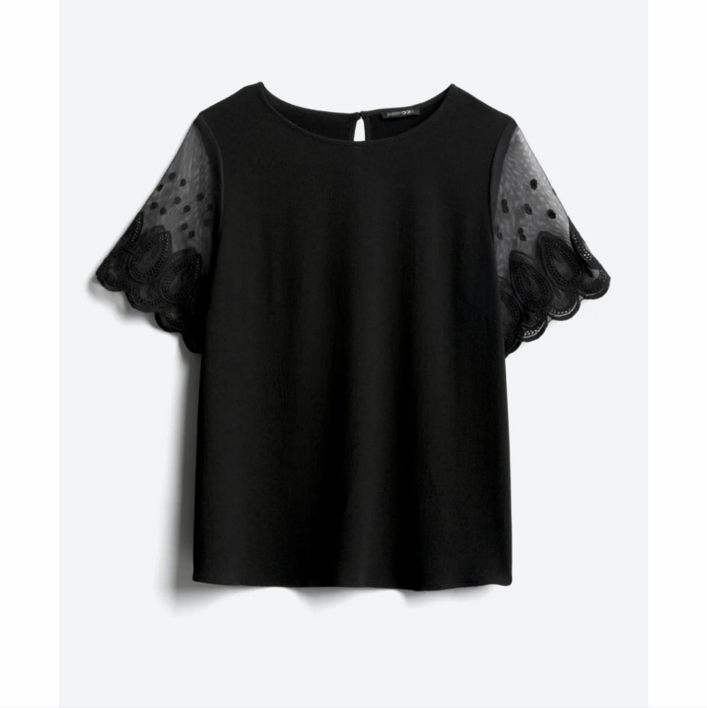 Papermoon Rhina Mixed Material Lace Detail Blouse